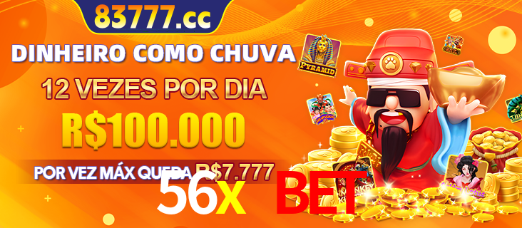 Banner do programa de recompensas Recomende para amigos do 56x bet, detalhando os bônus por convidar amigos, com prêmios que chegam a R$288.888.