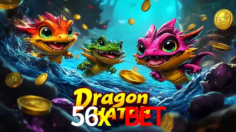 Arte promocional do jogo Dragon Hatch com três adoráveis dragões bebês nadando entre moedas de ouro, um dos slots mais divertidos para jogar no cassino 56x bet.