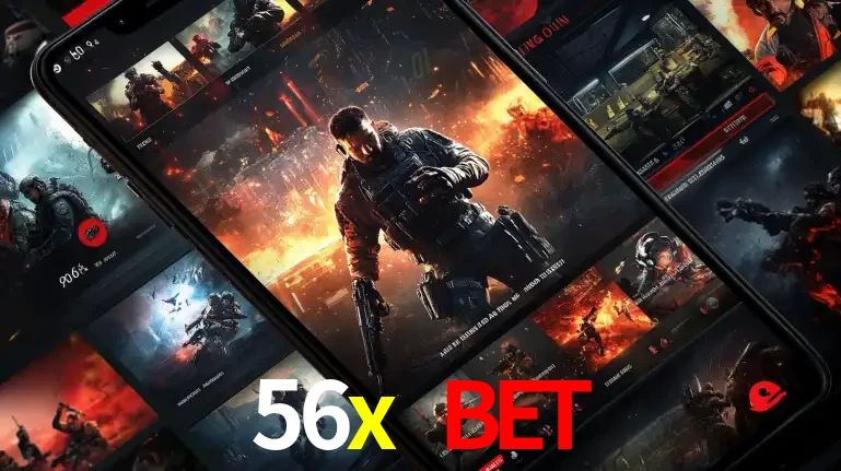 Tela de um celular exibindo uma galeria de jogos de tiro com temática militar, mostrando a variedade de e-sports disponíveis para apostas na plataforma de entretenimento 56x bet.
