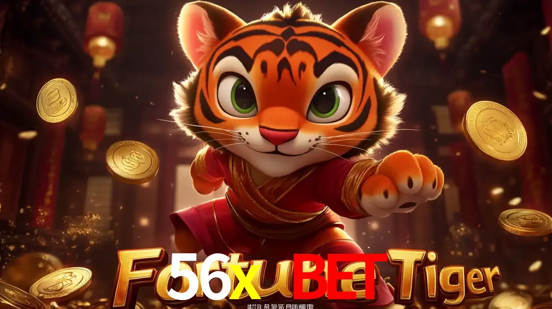 O carismático mascote do jogo de slot Fortune Tiger, um tigre fofo em pose de artes marciais, pronto para trazer sorte e multiplicadores de ganhos no cassino online 56x bet.