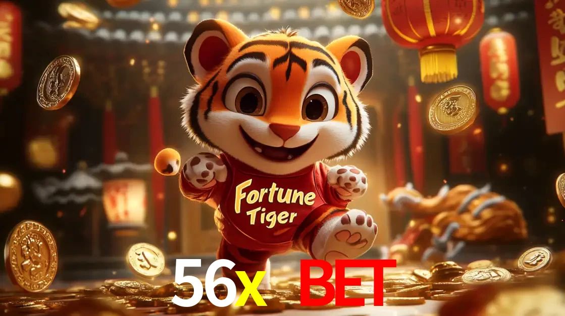 O alegre personagem do Fortune Tiger correndo sobre um caminho de moedas de ouro, simbolizando os grandes prêmios e a diversão do popular jogo de slot do 56x bet.