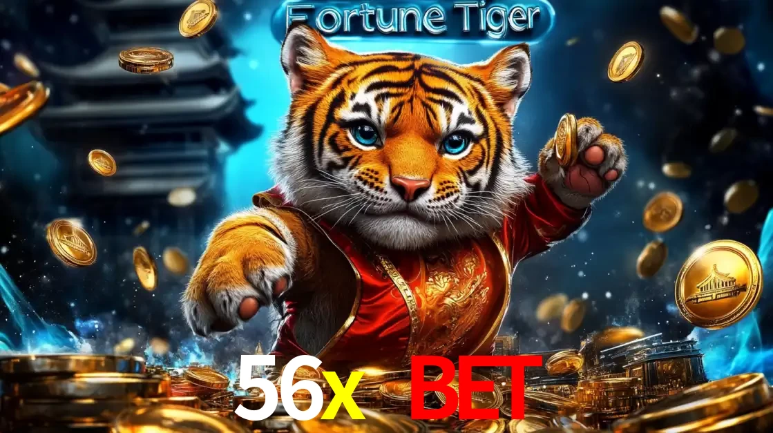 Imagem promocional do jogo de slot Fortune Tiger, com um tigre majestoso em traje tradicional cercado por uma fortuna em moedas de ouro, disponível agora no cassino 56x bet.
